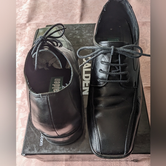 Calden Tall Men Shoes Black Leather - Picture 2 of 6